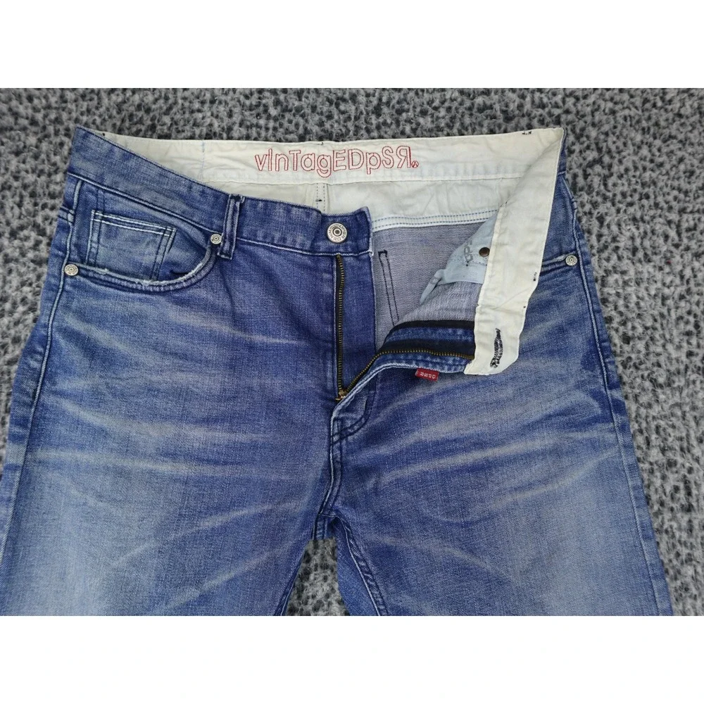 DPSR Denim Peoples Republic Jeans Mens XL Blue Straight Leg Faded Distressed